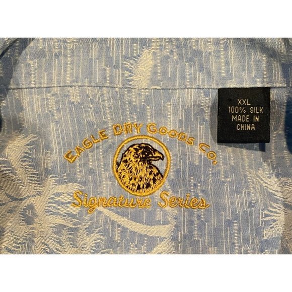 Eagle Dry Goods Hawaiian Shirt XXL, 100% Silk, Blue with Palm Trees, Signature - Picture 4 of 5